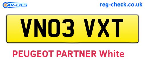 VN03VXT are the vehicle registration plates.