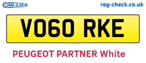 VO60RKE are the vehicle registration plates.
