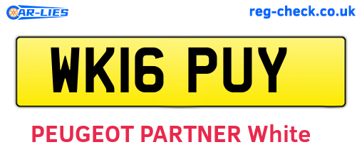 WK16PUY are the vehicle registration plates.