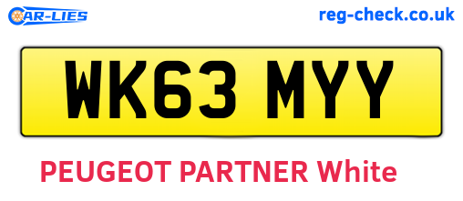 WK63MYY are the vehicle registration plates.