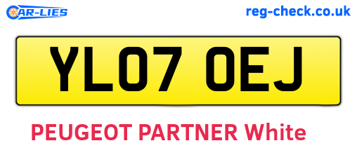YL07OEJ are the vehicle registration plates.