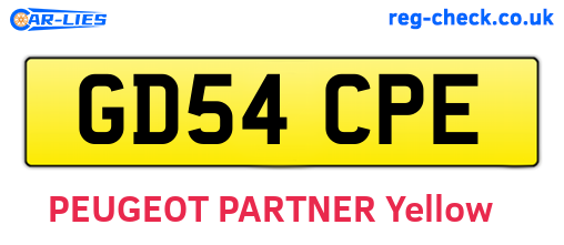 GD54CPE are the vehicle registration plates.