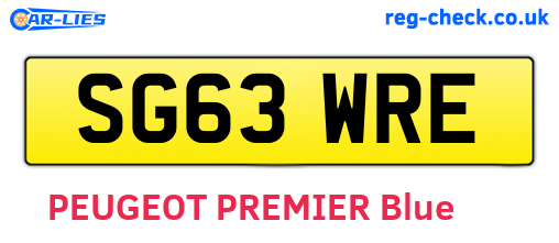 SG63WRE are the vehicle registration plates.
