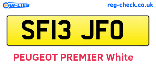 SF13JFO are the vehicle registration plates.