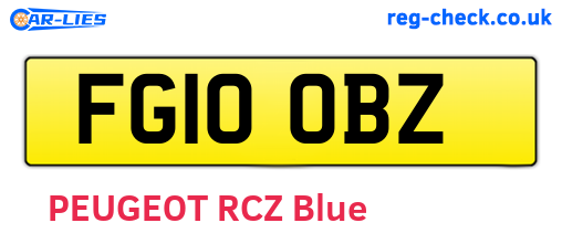 FG10OBZ are the vehicle registration plates.