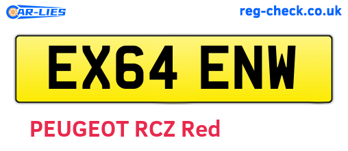 EX64ENW are the vehicle registration plates.