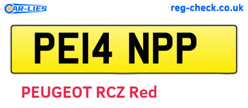 PE14NPP are the vehicle registration plates.