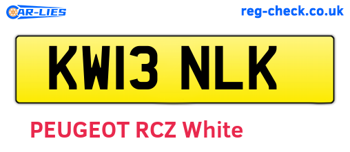 KW13NLK are the vehicle registration plates.
