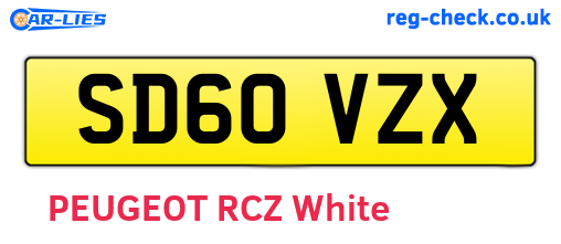 SD60VZX are the vehicle registration plates.