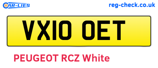 VX10OET are the vehicle registration plates.