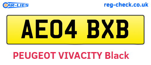 AE04BXB are the vehicle registration plates.