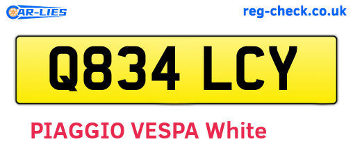 Q834LCY are the vehicle registration plates.