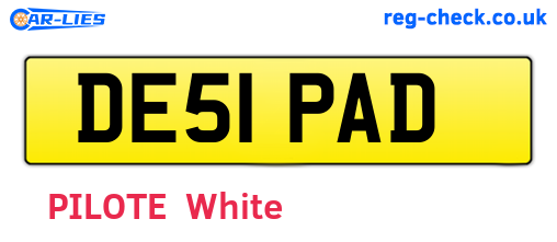 DE51PAD are the vehicle registration plates.