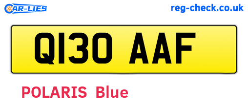 Q130AAF are the vehicle registration plates.