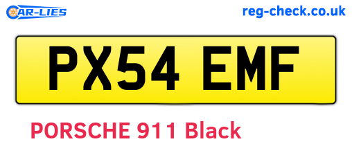 PX54EMF are the vehicle registration plates.
