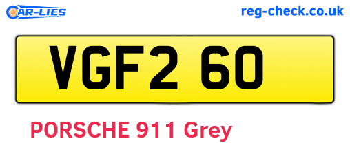 VGF260 are the vehicle registration plates.