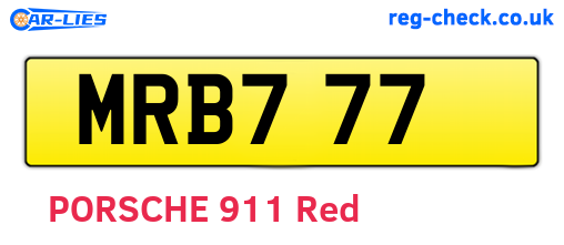 MRB777 are the vehicle registration plates.