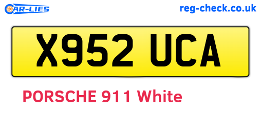 X952UCA are the vehicle registration plates.