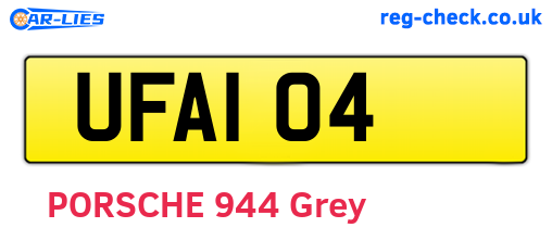 UFA104 are the vehicle registration plates.
