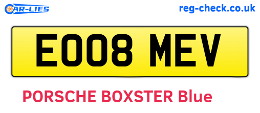 EO08MEV are the vehicle registration plates.
