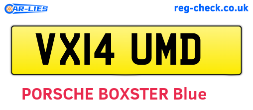VX14UMD are the vehicle registration plates.