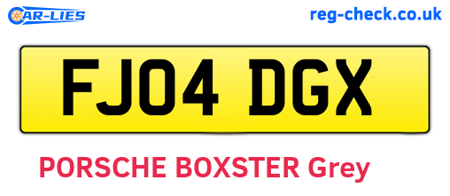 FJ04DGX are the vehicle registration plates.