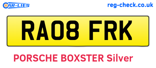 RA08FRK are the vehicle registration plates.