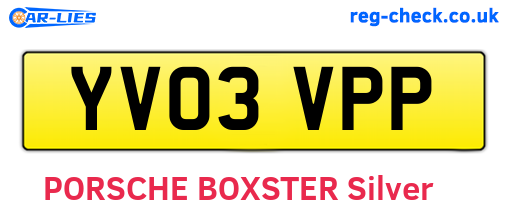 YV03VPP are the vehicle registration plates.