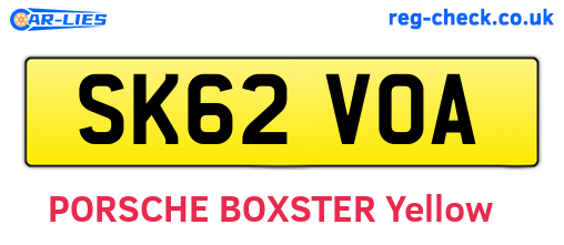 SK62VOA are the vehicle registration plates.
