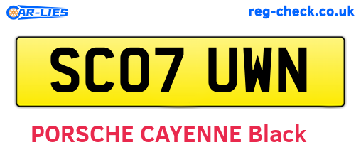 SC07UWN are the vehicle registration plates.