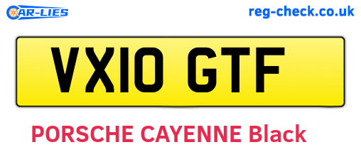 VX10GTF are the vehicle registration plates.