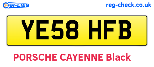 YE58HFB are the vehicle registration plates.
