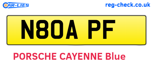 N80APF are the vehicle registration plates.