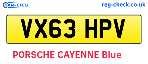 VX63HPV are the vehicle registration plates.