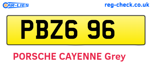 PBZ696 are the vehicle registration plates.