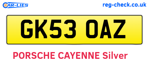 GK53OAZ are the vehicle registration plates.