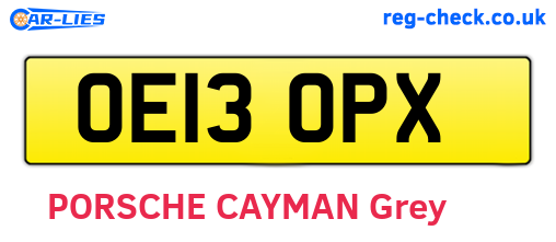 OE13OPX are the vehicle registration plates.