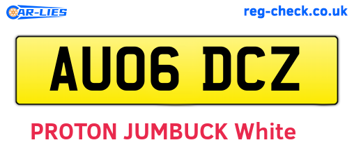 AU06DCZ are the vehicle registration plates.