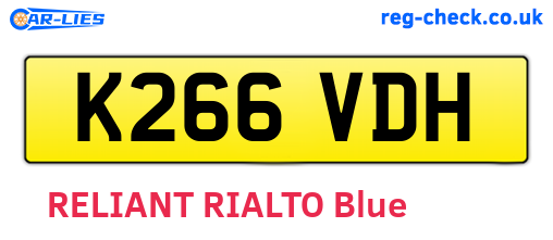 K266VDH are the vehicle registration plates.