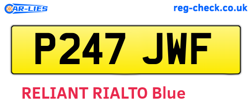 P247JWF are the vehicle registration plates.