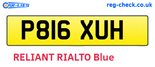 P816XUH are the vehicle registration plates.