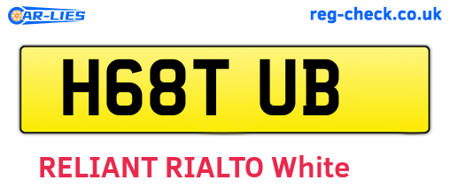H68TUB are the vehicle registration plates.