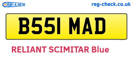 B551MAD are the vehicle registration plates.