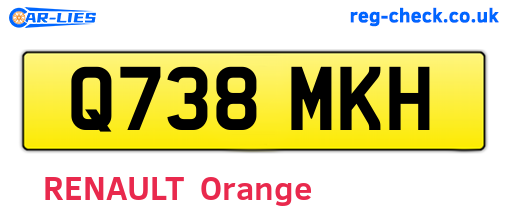Q738MKH are the vehicle registration plates.