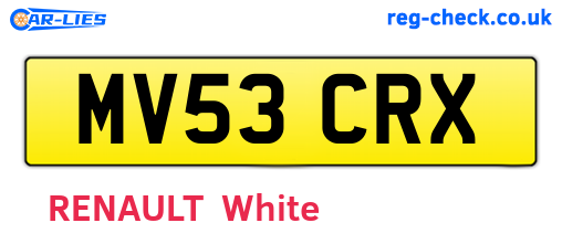 MV53CRX are the vehicle registration plates.