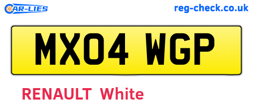 MX04WGP are the vehicle registration plates.
