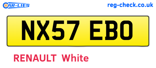 NX57EBO are the vehicle registration plates.