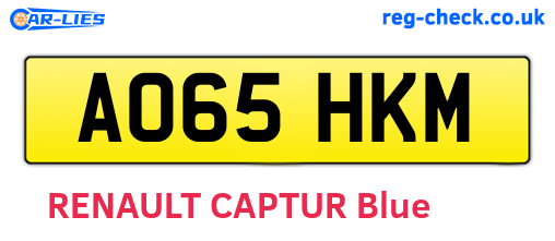 AO65HKM are the vehicle registration plates.