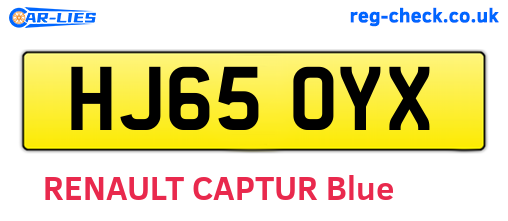 HJ65OYX are the vehicle registration plates.