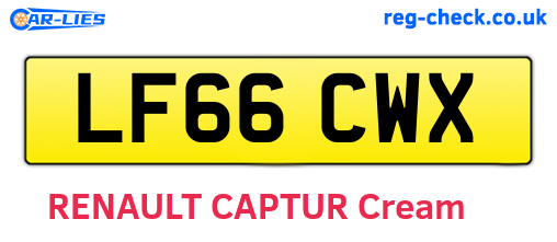 LF66CWX are the vehicle registration plates.